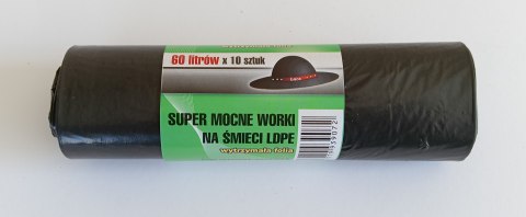 WORKI NA ŚMIECI 60L 60*80LD CZARNE 10 SZTUK UN