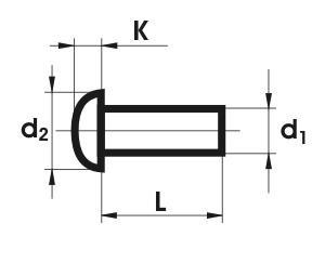 NIT ALUMINIOWY PEŁNY Z ŁBEM KULISTYM 4.0*8 MM UN