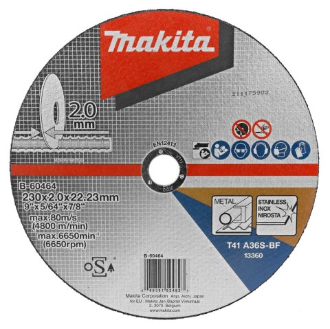 TARCZA PŁASKA DO METALU 230*2.0*22MM MAKITA