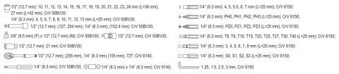 ZESTAW NARZĘDZIOWY 1/2'' 1/4' 72 CZĘŚCI M YATO