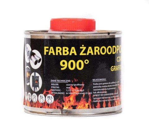 Farba 5L Kominkowa Lakier Żaroodporna do Kominków Grafitowa Trwała 900c Barpimo Coatings S.A