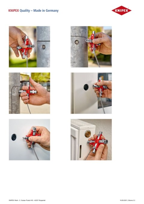 KLUCZ UNIWERSALNY DO WSZYSTKICH STANDARDOWYCH TABLIC ROZDZI. KNIPEX