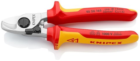 NOŻYCE DO KABLI ZE SPRĘŻYNĄ ROZWIERAJĄCĄ IZOLOWANE 165MM KNIPEX