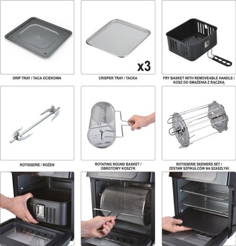 FRYTKOWNICA BEZTŁUSZCZOWA, PIEKARNIK 12L 1800W LUND