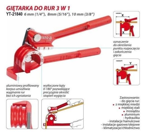 GIĘTARKA DO RUR 6-8-10MM YATO