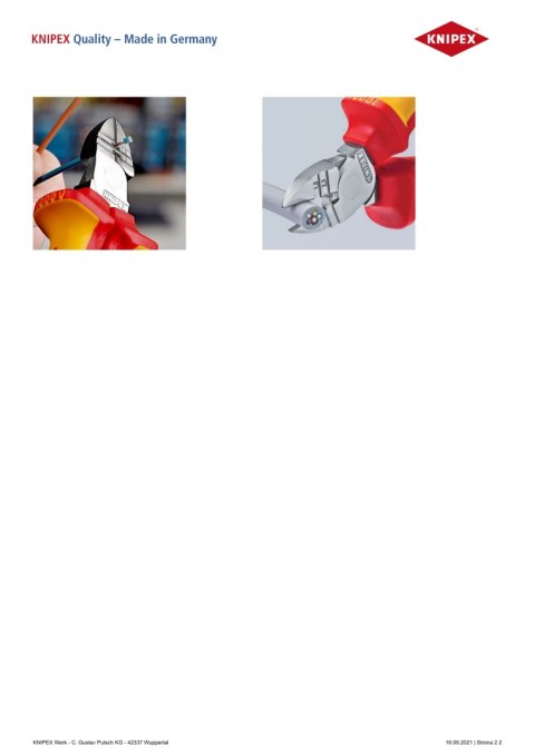 SZCZYPCE TNĄCE BOCZNE DO ŚCIĄGANIA IZOLACJI 160MM KNIPEX