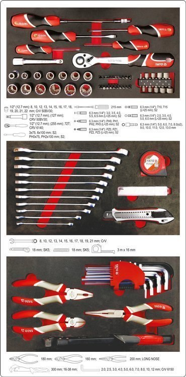 WÓZEK NARZĘDZIOWY 3-CZĘŚCIOWY Z NARZĘDZIAMI YATO