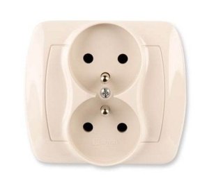 AKORD GNIAZDO 2-KROTNE Z/U BEŻOWE SIMON