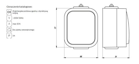 B2 ŁĄCZNIK ZWIERNY ŚWIATŁO, DZWONEK N/T IP54 SZARY/CZARNY ABEX