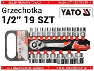 KOMPLET NASADEK Z GRZECHOTKĄ 1/2'' 19 CZĘŚCI YATO