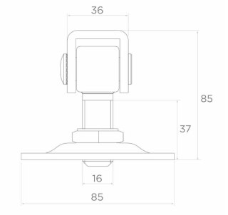 ZAWIAS REGULOWANY Z PŁYTKĄ 16MM 85*55*3MM UN