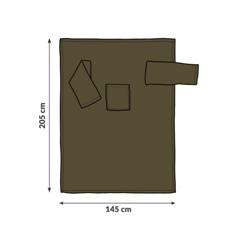 Kocyk Szlafrok Oliwkowy z rękawami polarowy POLSKI