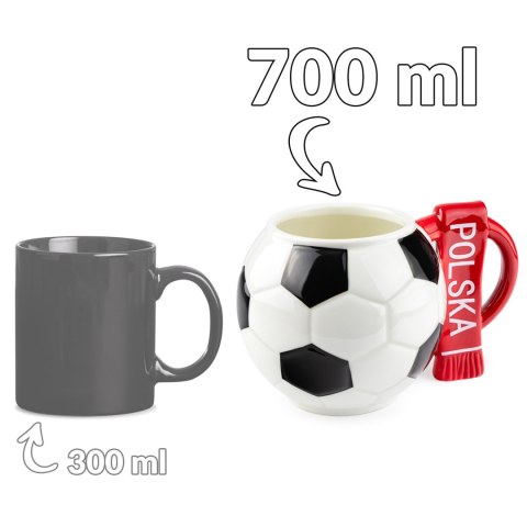 Kubek piłka z szalikiem - Polska i podkładka piłka - prezent dla piłkarza