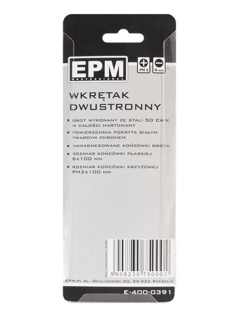 WKRĘTAK ODWRACALNY 220MM Z BITEM PH2*6.0MM EPM