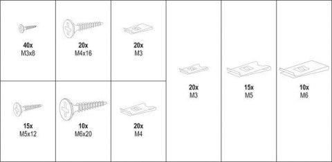 WKRĘTY /PODKŁADKI DO KAROSERII MIX 170SZT YATO