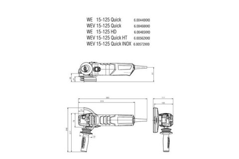 SZLIFIERKA KĄTOWA 125MM WEV 15-125 QUICK HT METABO