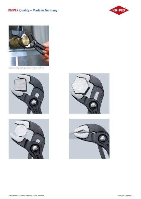 SZCZYPCE DO RUR COBRA 180MM KNIPEX