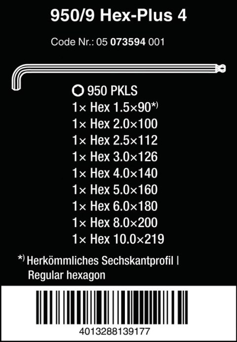 ZESTAW KLUCZY TRZPIENIOWYCH Z KULKĄ, CHROMOWANYCH, METRYCZNY WERA