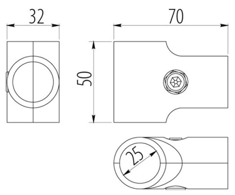 ZŁĄCZKA TYPU T DO RURY O25 UN