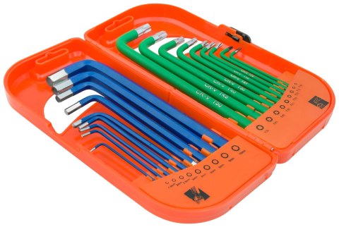 KOMPLET KLUCZY TRZPIENIOWYCH HEX I TORX DŁUGIE 18 SZTUK EPM