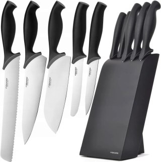 ZESTAW 5 NOŻY W BLOKU CZARNY FISKARS