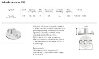 NAKRĘTKA TALERZOWA D100 UN