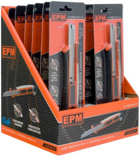 NÓŻ, NOŻYK Z OSTRZEM ŁAMANYM ALUMINIOWY BEZPIECZNY 9MM EPM