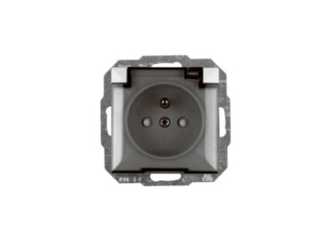 PERŁA GNIAZDO POJEDYNCZE P/T Z/U IP44 CZARNY M. KLAPKA DYMNA ABEX