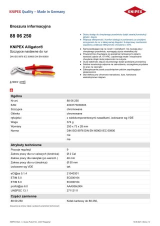SZCZYPCE DO RUR ALIGATOR 250MM KNIPEX