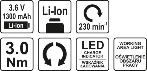 WKRĘTAK AKUMULATOROWY 3.6V 1.3 AH YATO