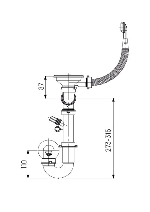 SYFON ZLEWOZMYWAKOWY 1 KOMORA - Z PRZELEWEM 3.5' UN