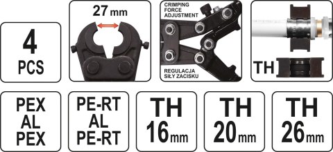 PRASKA HYDRAULICZNA RĘCZNA DO ZACISKANIA ZŁĄCZEK PEX-AL-PEX YATO