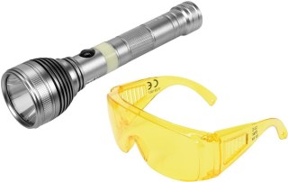 ZESTAW LATARKA UV AKUMULATOROWA 3W + OKULARY YATO