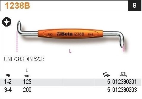 WKRĘTAK KRZYŻOWY KĄTOWY DWUSTRONNY PH1-2 BETA