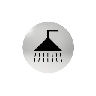 OZNACZENIE OKRĄGŁE PRYSZNIC, KLEJONE STAL NIERDZEWNA UN