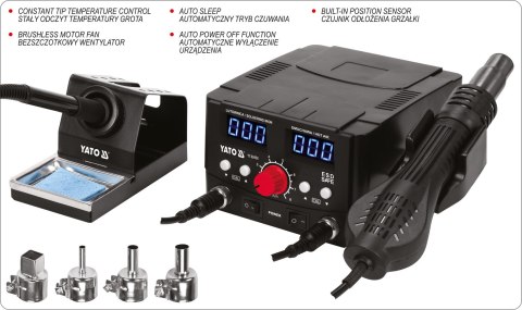 STACJA LUTOWNICZA CYFROWA 75W, HOT AIR, WYŚWIETLACZ YATO