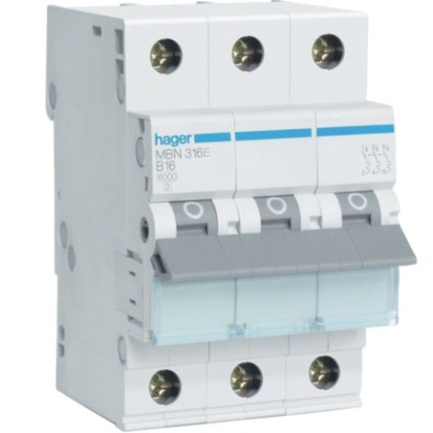 WYŁĄCZNIK NADPRĄDOWY 6KA 3-POLOWY B 16A HAGER