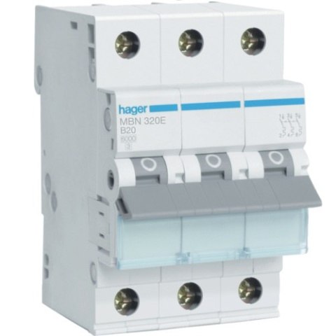 WYŁĄCZNIK NADPRĄDOWY 6KA 3-POLOWY B 20A HAGER