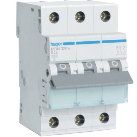 WYŁĄCZNIK NADPRĄDOWY 6KA 3-POLOWY B 25A HAGER
