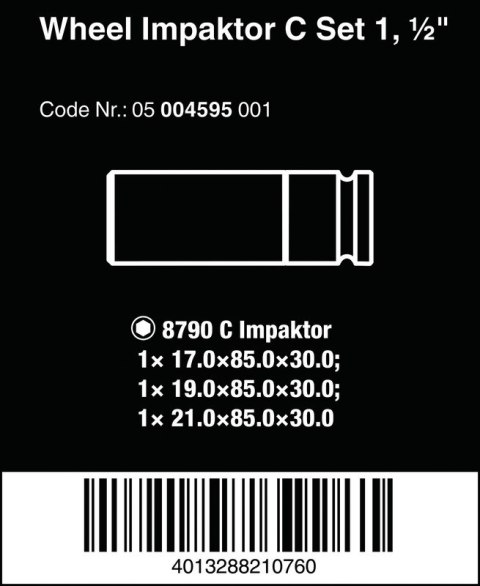 ZESTAW KLUCZY NASADOWYCH 1/2'' WHEEL IMPAKTOR C SET 1, 3SZT. WERA