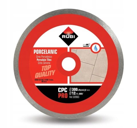 TARCZA DIAMENTOWA DO GRESU PORCELANOWEGO, OBRZEŻE CIĄGŁE CPC RUBI