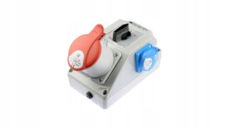 ZESTAW INSTALACYJNY Z GNIAZDEM 32A 5P+2P+Z (L-0-P) CZERWONY UN