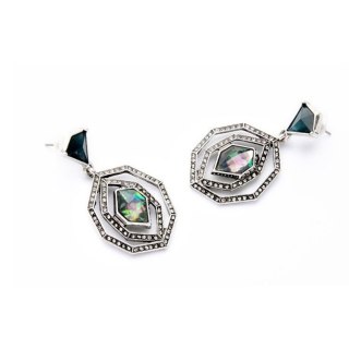 KOLCZYKI BLUE OPAL STONE WYSADZANE KRYSZTAŁKAMI