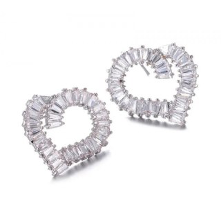 Kolczyki z cyrkoniami, kryształowe serce K702