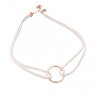 NASZYJNIK CHOKER RZEMYK ZŁOTE KÓŁECZKO BIAŁY N296B