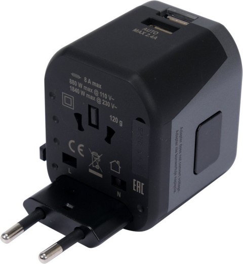 ADAPTER PODRÓŻNY UNIW. 2XUSB 12W YATO
