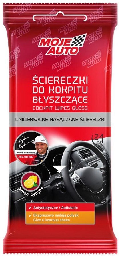 ŚCIERECZKI DO KOKPITU BŁYSZCZĄCE CYTRYNA 24SZT. MOJE AUTO