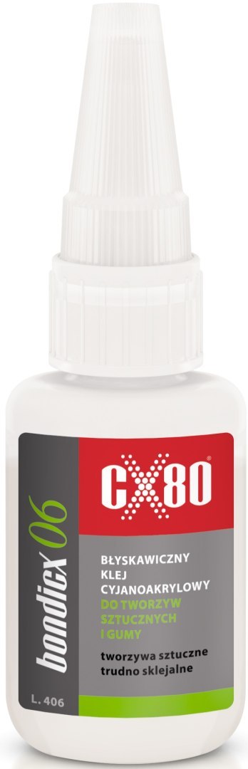 KLEJ CYJANOAKRYLOWY DO TWORZYW SZTUCZNYCH I GUMY 20G CX-80