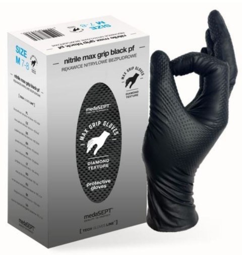 RĘKAWICE NITRYLOWE WZMACNIANE MAX GRIP CZARNE ROZ. XL UN