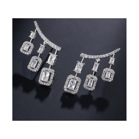 Kolczyki ślubne wiszące z kryształkami stal chirurgiczna KSL61